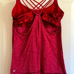 Red + snakeskin lululemon top